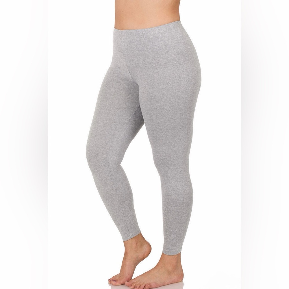 Zenana Outfitters Premium High Waist Full Ankle Leggings Heather Grey